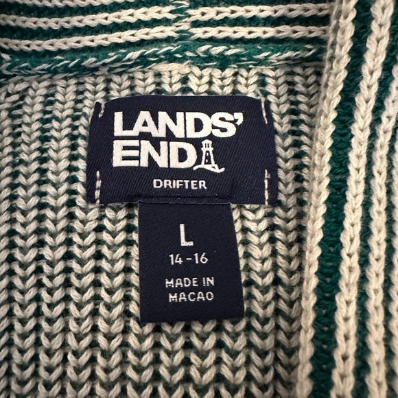 Lands End Drifter Rainbow Stripe Cable Knit Cardigan - Picture 2 of 3